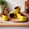 Tea Cups Set of 6 | Yellow - Brown | 180 ml