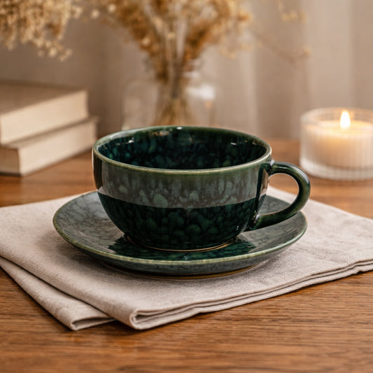 Coffee Mug Saucer Set | Turquoise | 200 ml.
