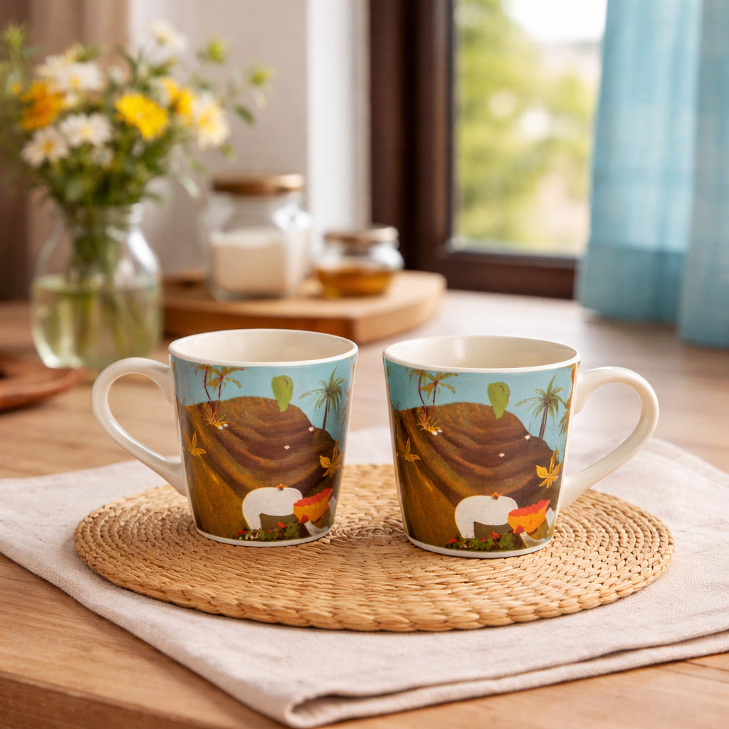 Coffee, Milk Mugs Set of 2 | Multicolor | 300 ml.