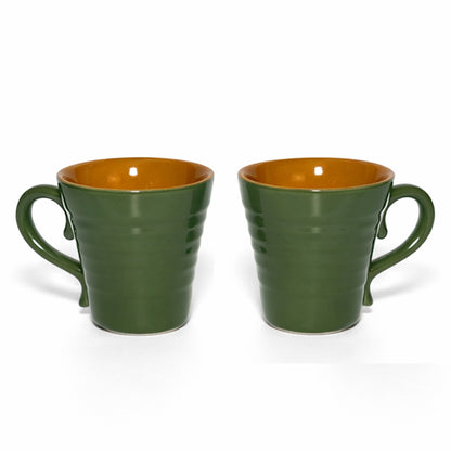 Milk Mugs Set of 2 | Green - Yellow | 350 ml