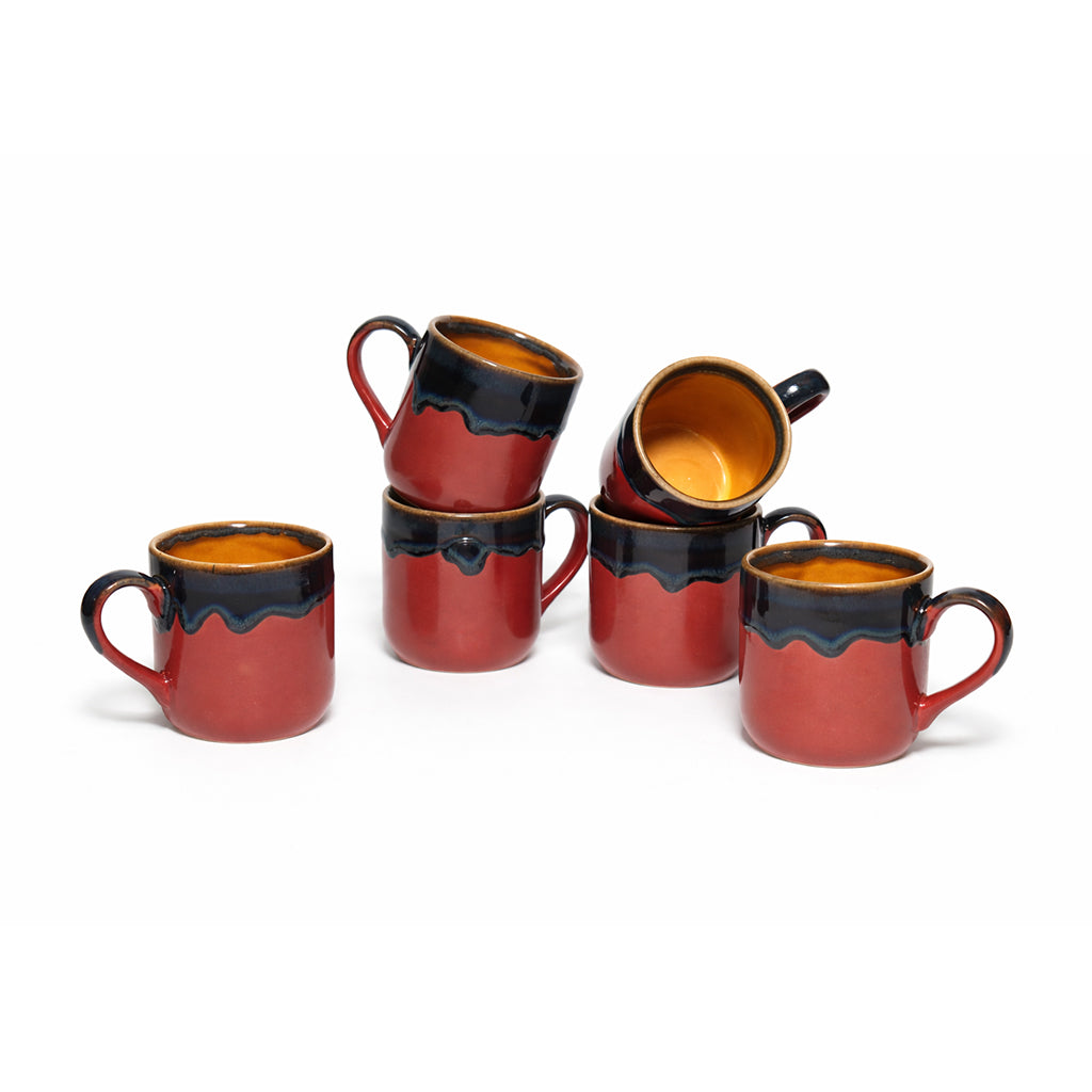 Coffee Mugs Set of 6 | Purple - Yellow |220 ml