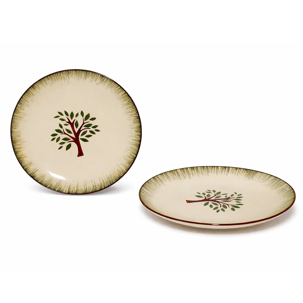Ceramic Dinner Plate Set | Multicolour 'Palm Tree' Painting