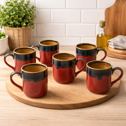 Coffee Mugs Set of 6 | Purple - Yellow |220 ml