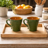 Milk Mugs Set of 2 | Green - Yellow | 350 ml