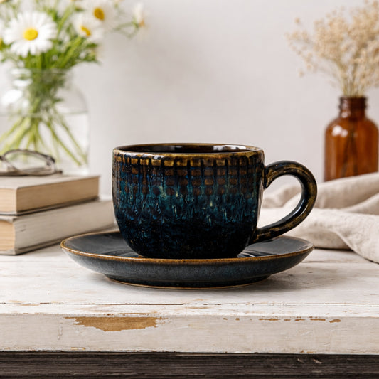 Coffee Mug Saucer Set | Teal | 275 ml.