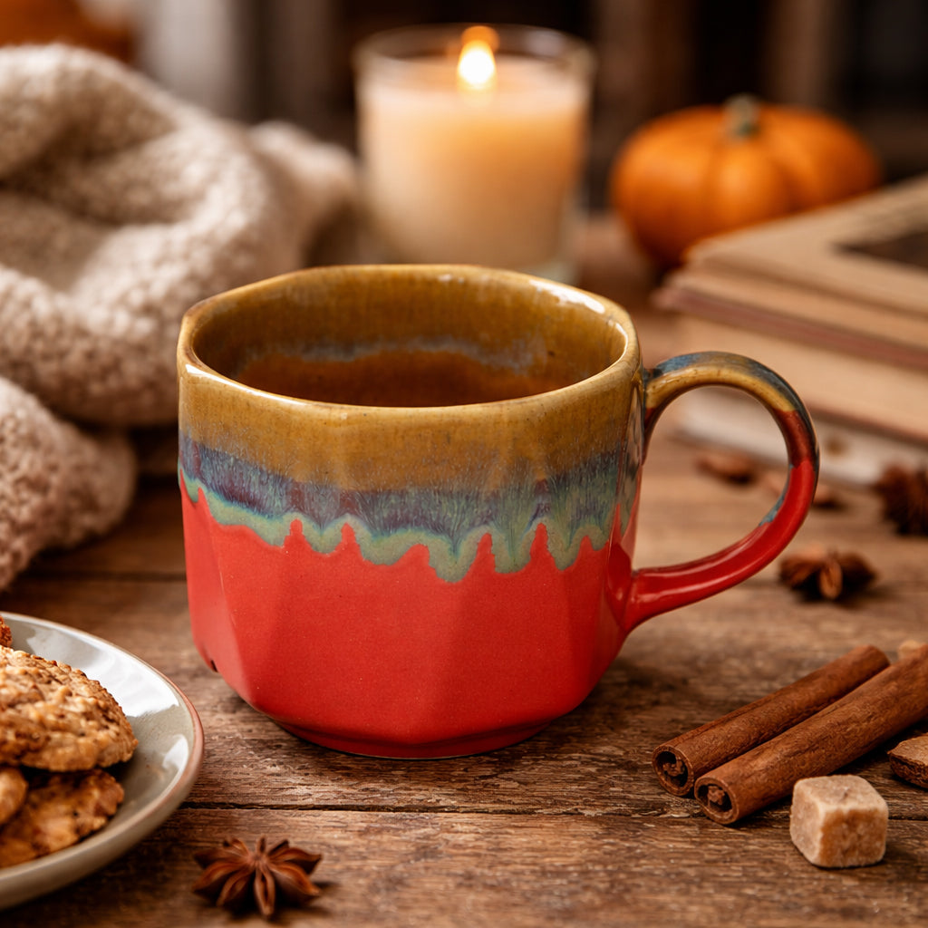 Maggie Mugs Set of 2 | Red - Golden | 500 ml