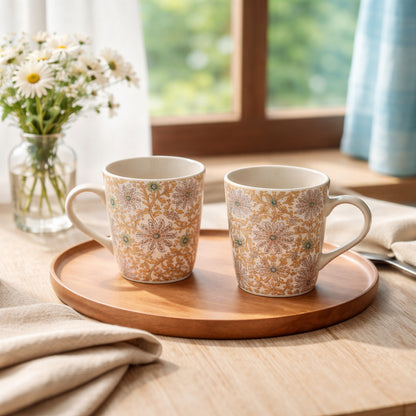 Coffee, Milk Mugs Set of 2 | Golden | 350 ml