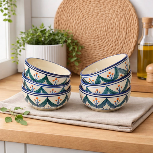 Dinner Bowls Set of 6 | Multicolor Print | 220 ml