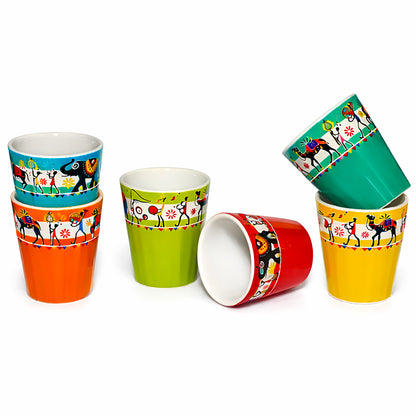 Ceramic Tea Glass Set of 6 | 180 ml