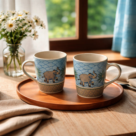 Milk Coffee Mugs Set of 2 | Multicolor | 300 ml