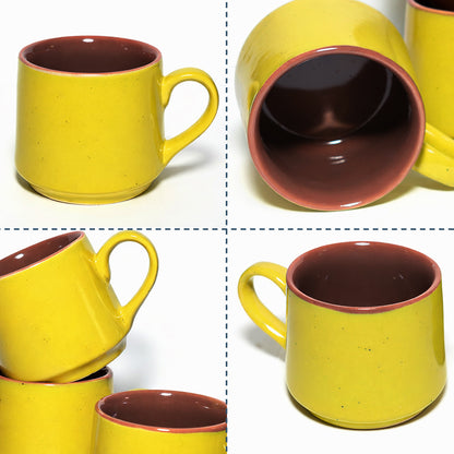 Tea Cups Set of 6 | Yellow - Brown | 180 ml