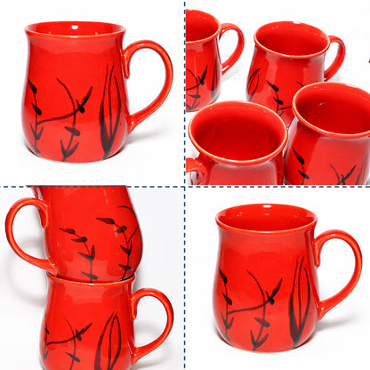Milk Mugs Set of 6 | Red-Black | 400ml