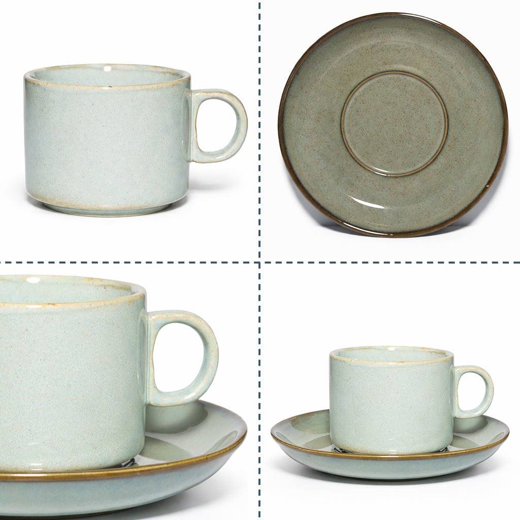 Coffee Mug Saucer Set | Blue | 220 ml