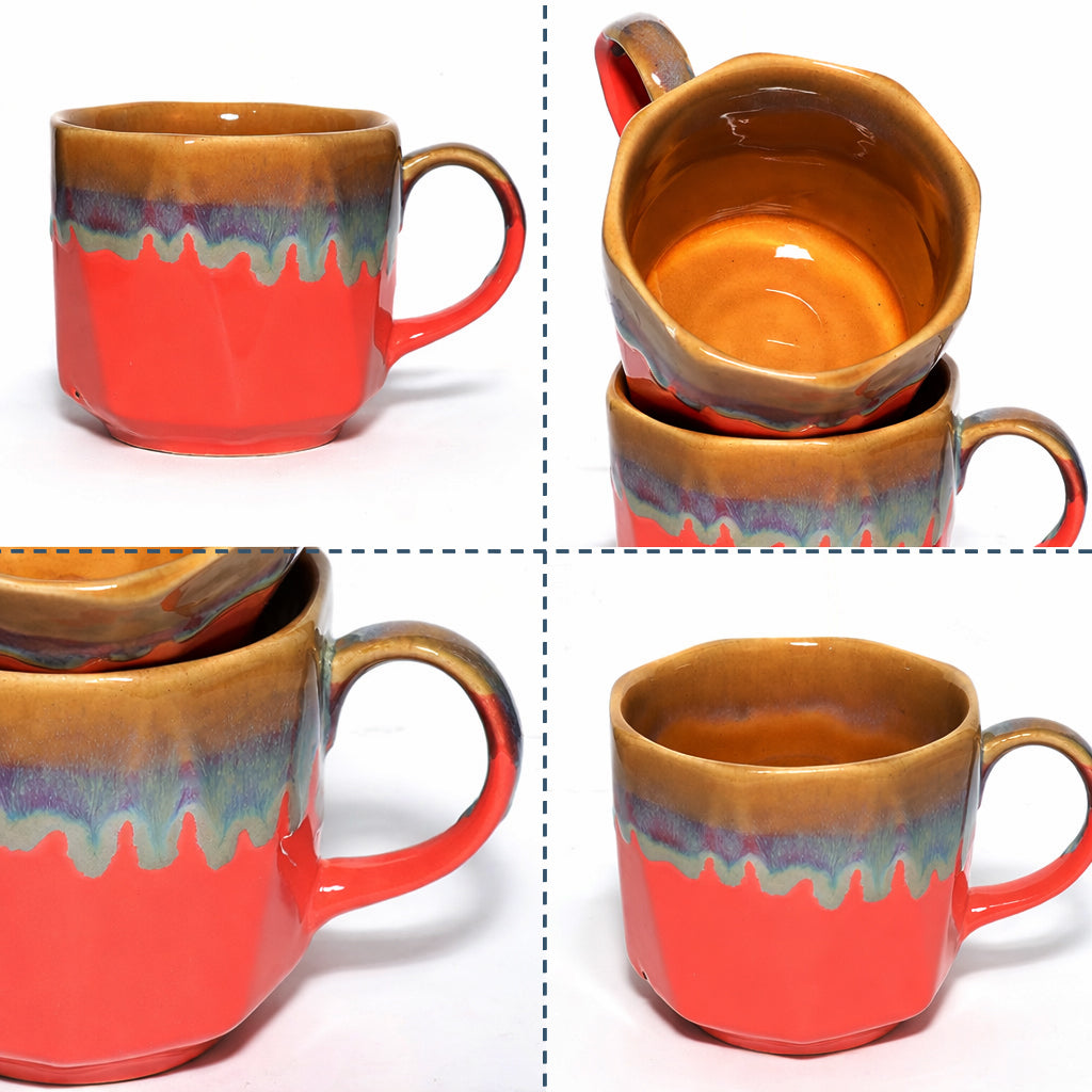 Maggie Mugs Set of 2 | Red - Golden | 500 ml