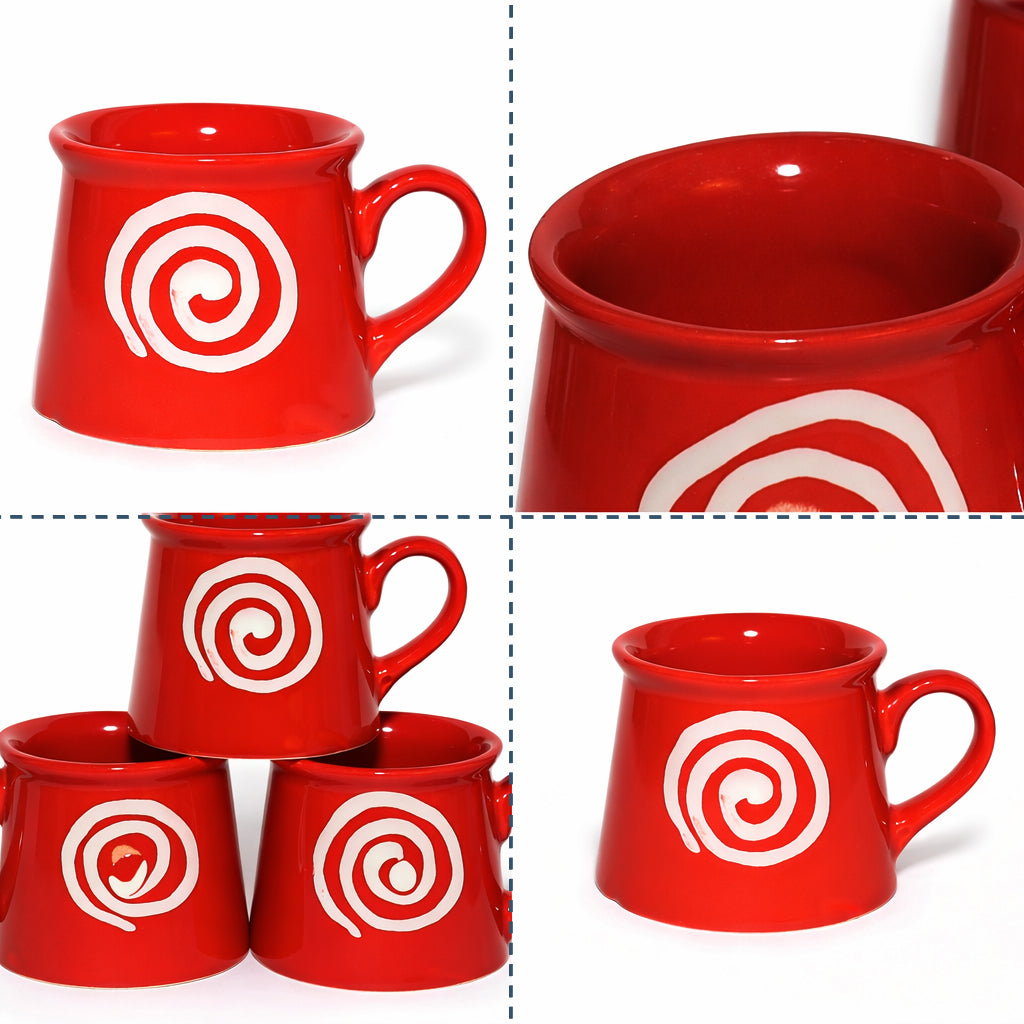 Tea Cups Set of 6 | Red - White | 160 ml