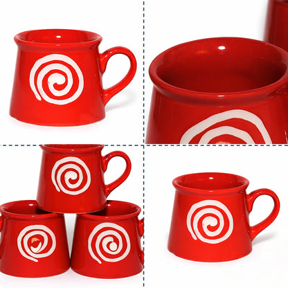 Tea Cups Set of 6 | Red - White | 160 ml