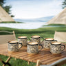 Tea Cups Set of 6 | Cream - Black 'Kalamkari' Painting | 170ml