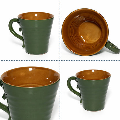 Milk Mugs Set of 2 | Green - Yellow | 350 ml