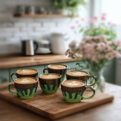 Coffee Mugs Set of 6 | flow - Glaze| 220 ml