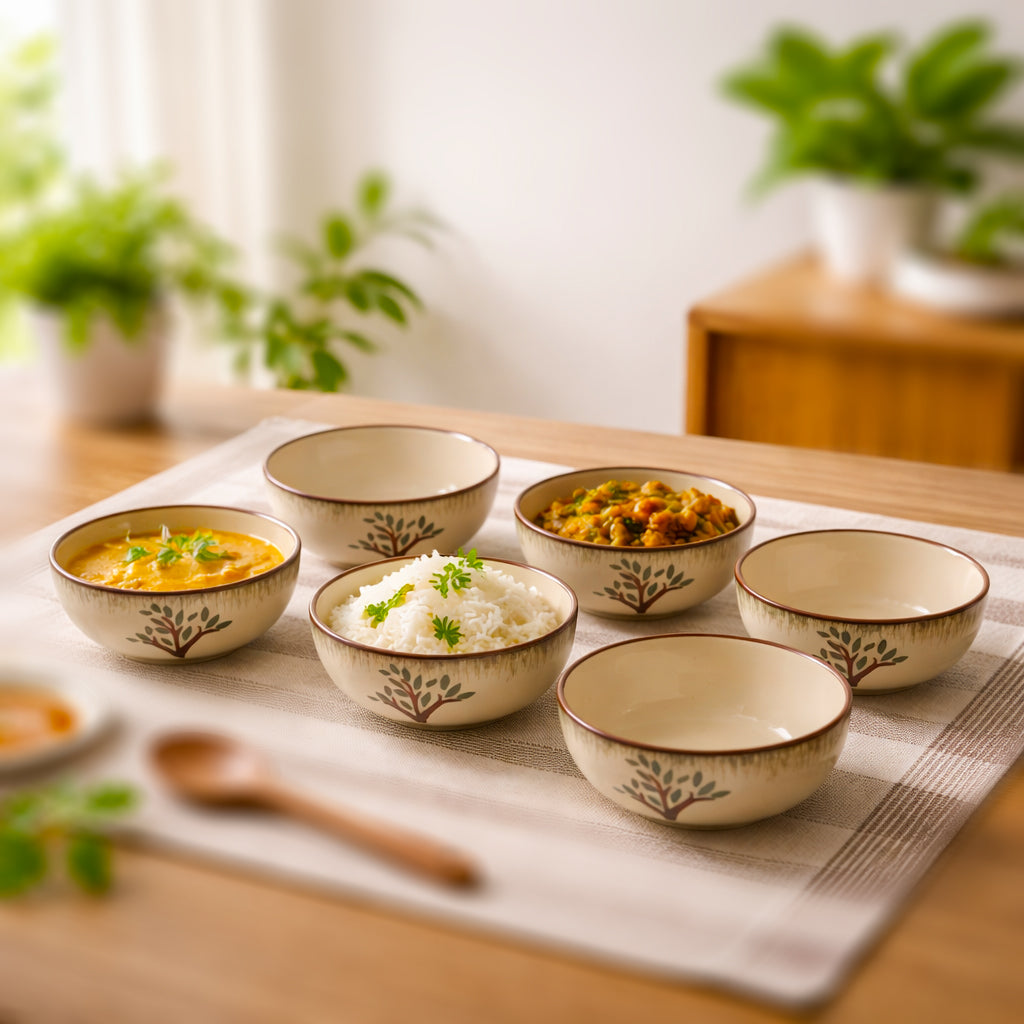Ceramic Dinner Bowl Set of 6 | Soup, Curry & Rice Bowls| 220 ml