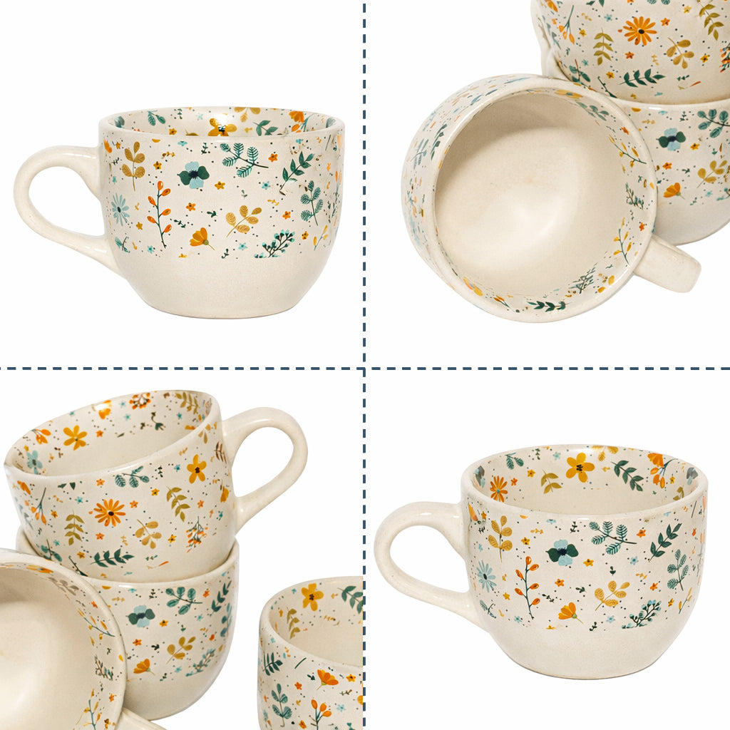 Coffee Mugs Set of 6 | Cream - Multicolor | 200 ml