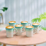 Coffee, Milk, Mugs Set | White - Teal | 320ml