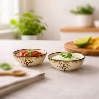 Tree Print Round Shape Dip Bowls