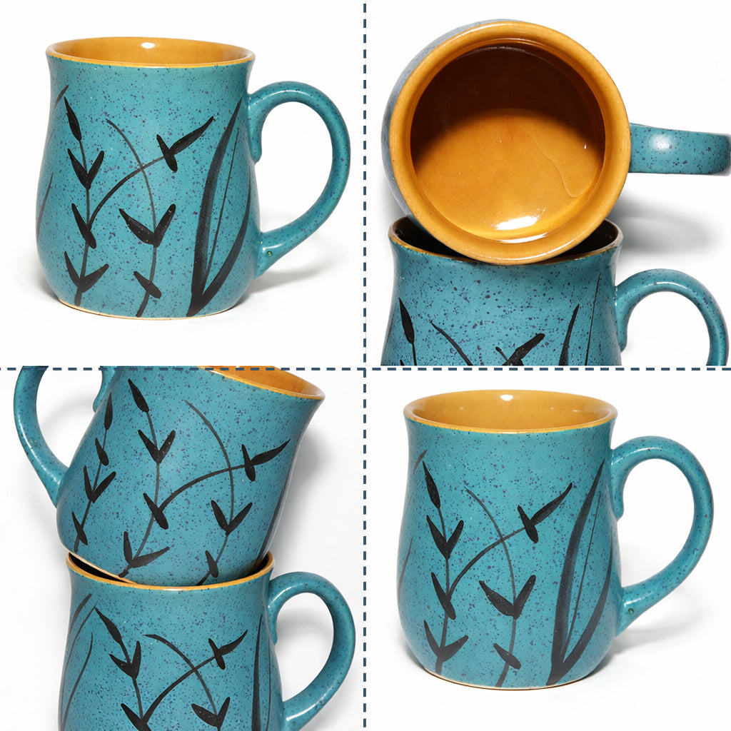 Milk Mugs Set of 2 | Blue - Black | 400 ml