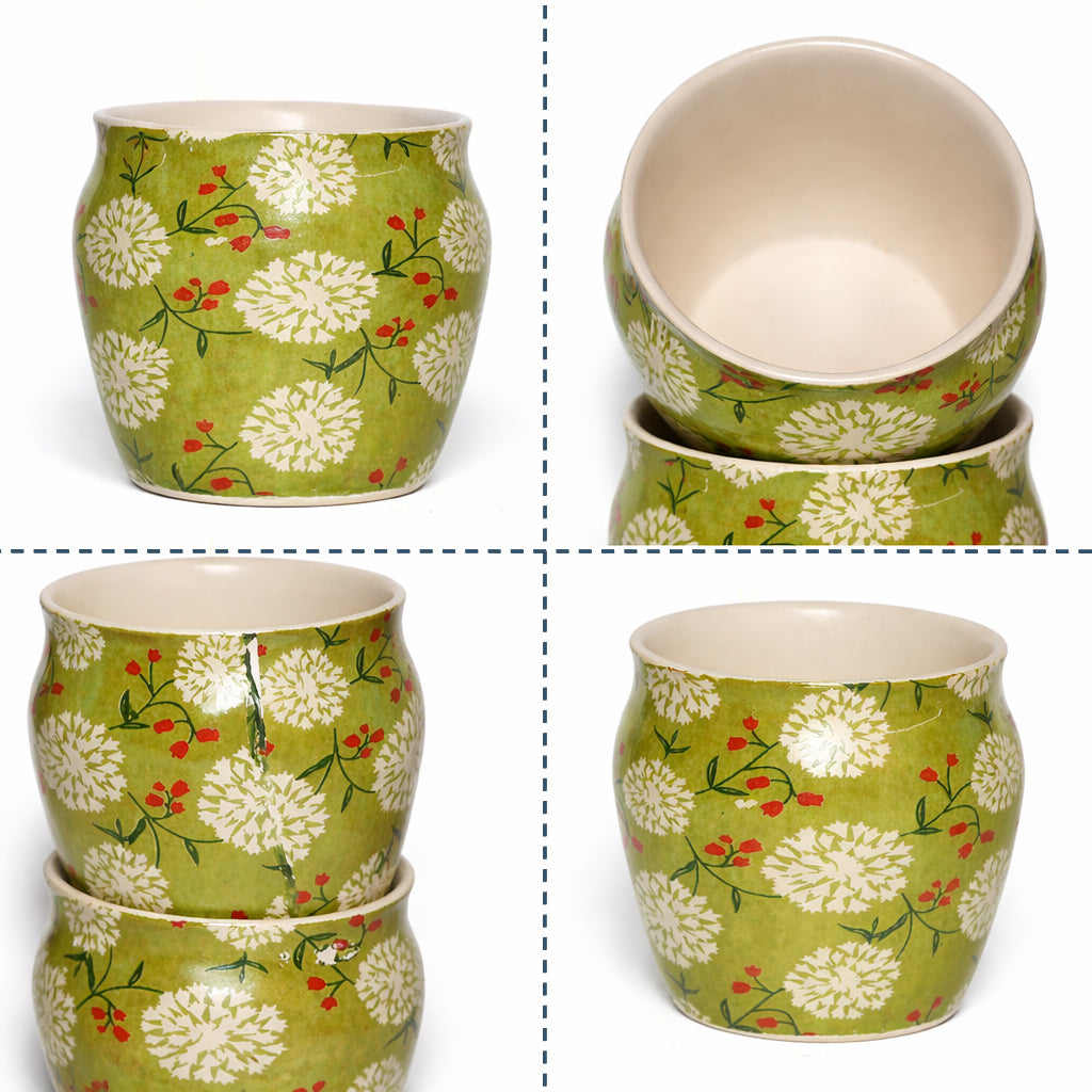 Tea Kullads Set of 6 | Green - White | 220 ml