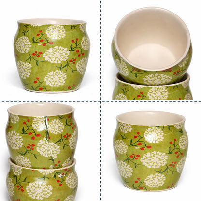 Tea Kullads Set of 6 | Green - White | 220 ml