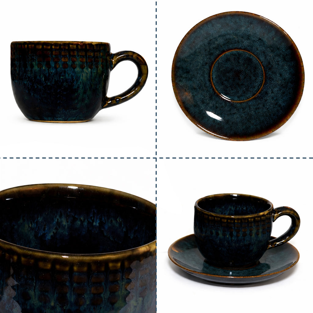 Coffee Mug Saucer Set | Teal | 275 ml.