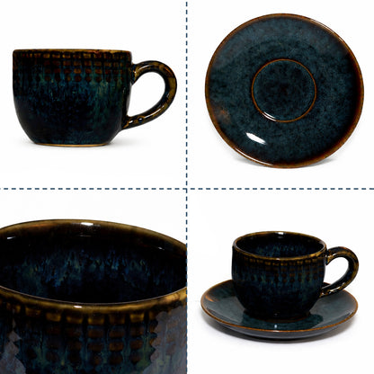 Coffee Mug Saucer Set | Teal | 275 ml.