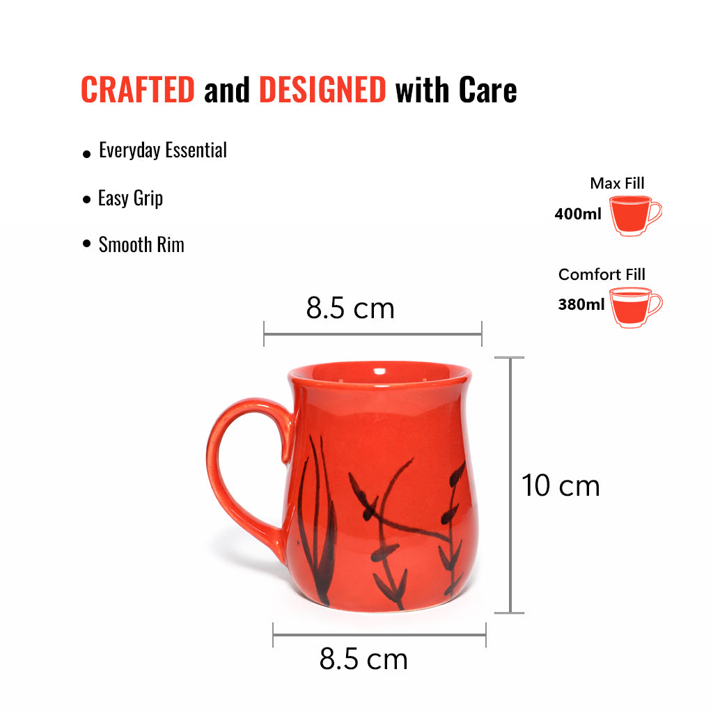 Milk Mugs Set of 6 | Red-Black | 400ml
