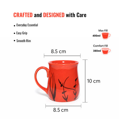Milk Mugs Set of 6 | Red-Black | 400ml