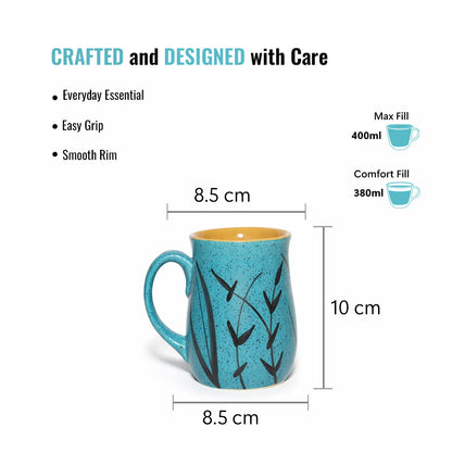 Milk Mugs Set of 2 | Blue - Black | 400 ml