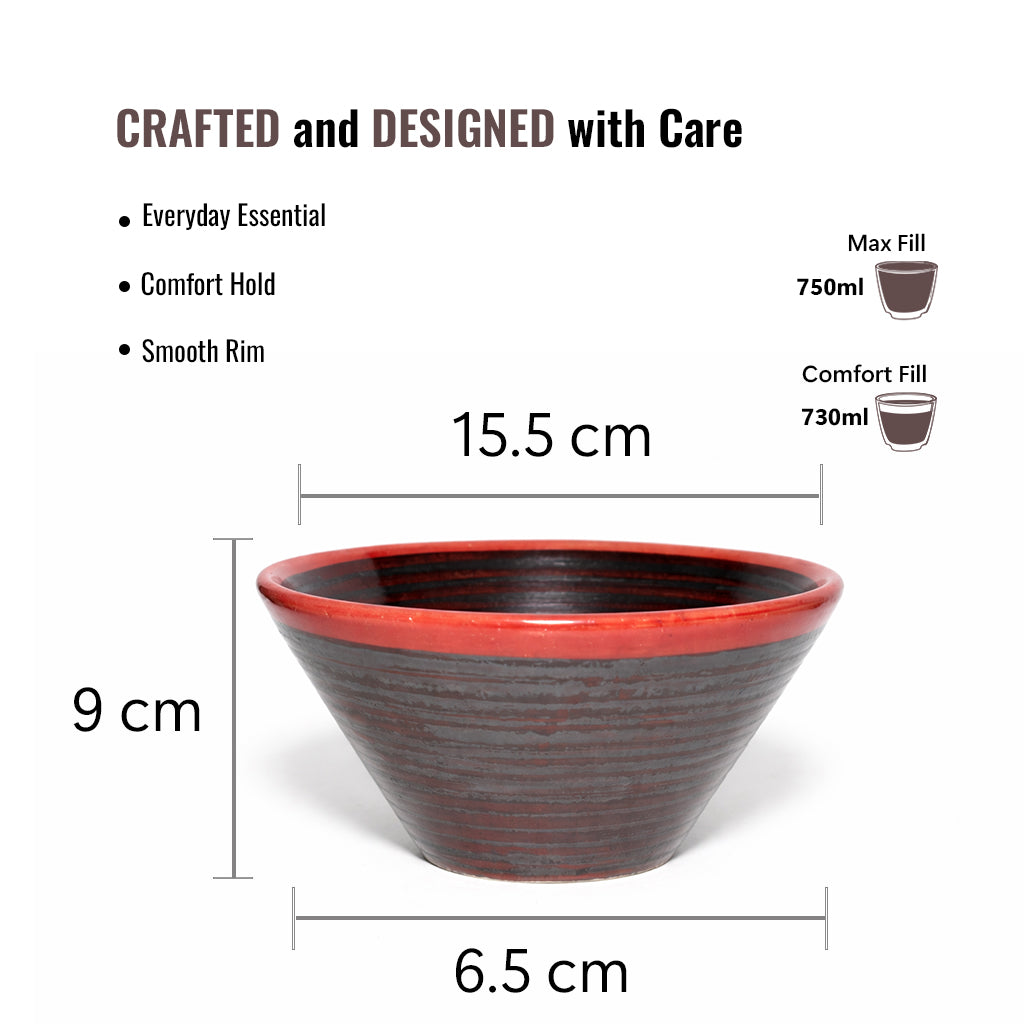 Popcorn Bowls Set of 2 | Red | 750 ml