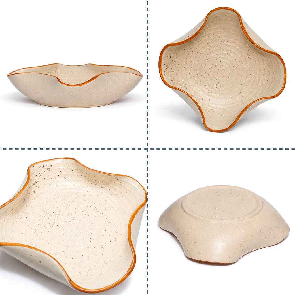 Snack Curved Bowl | Cream-Brown | 750ml