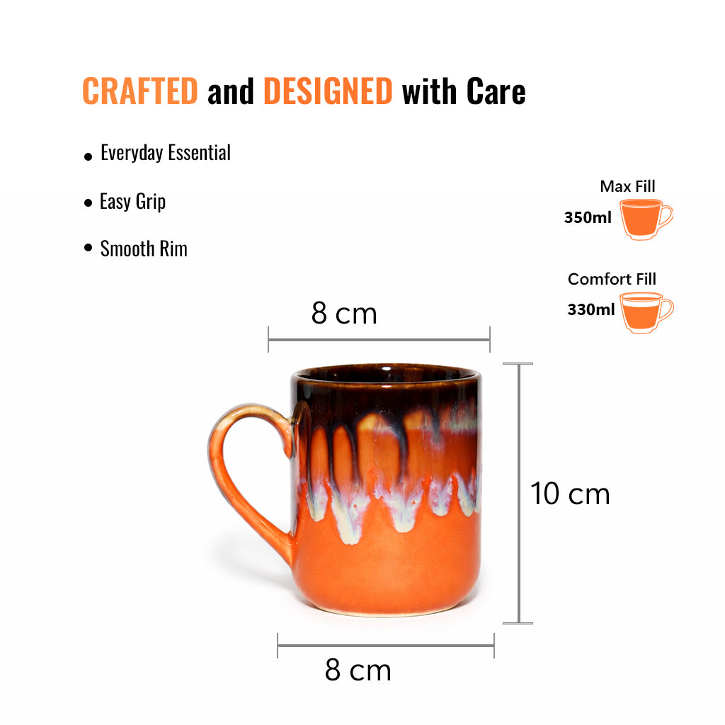 Milk Mugs Set | Orange - Brown | 350 ml