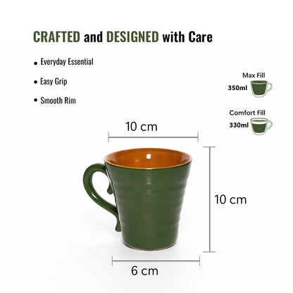 Milk Mugs Set of 2 | Green - Yellow | 350 ml