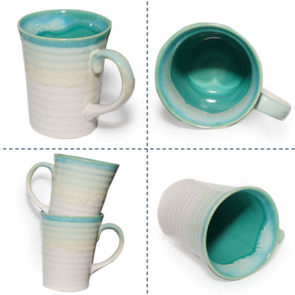 Coffee, Milk, Mugs Set | White - Teal | 320ml