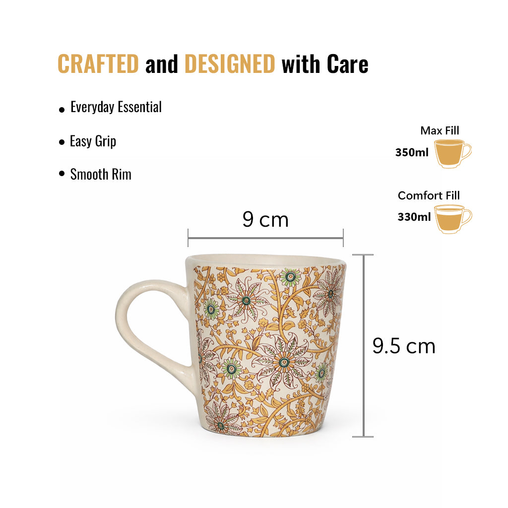 Coffee, Milk Mugs Set of 2 | Golden | 350 ml