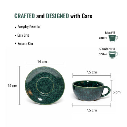 Coffee Mug Saucer Set | Turquoise | 200 ml.