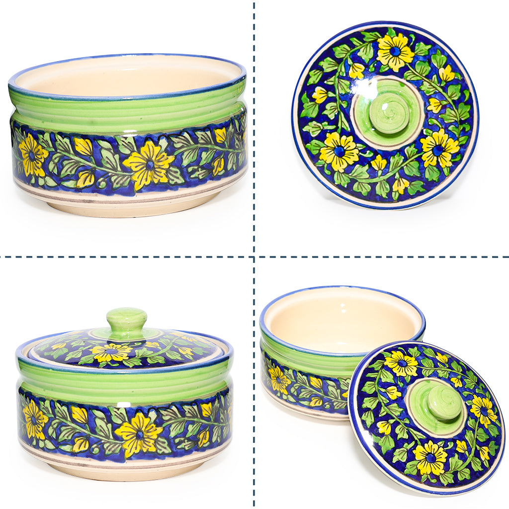 Hand Painted Ceramic Donga with Lid Set of 2