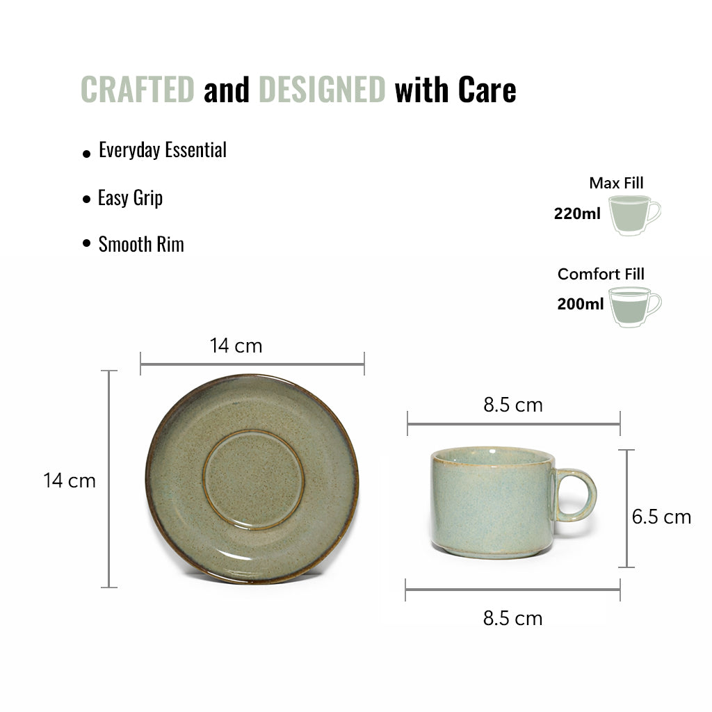 Coffee Mug Saucer Set | Blue | 220 ml
