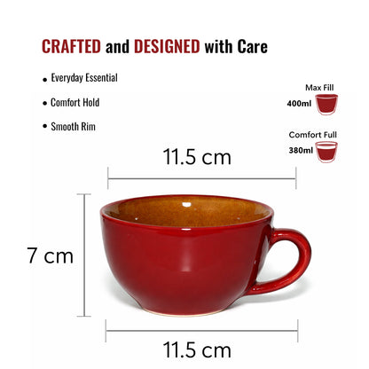 Soup Bowls with Handle Set of 2 |400 ml