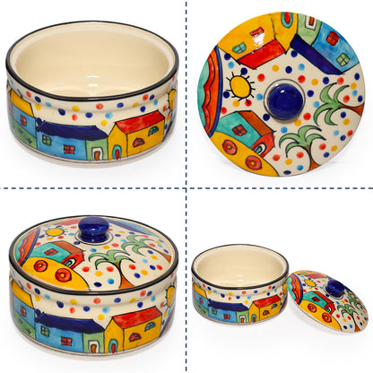 Serving Donga with Lid (Set of 2, Multicolour, 1250 ml)