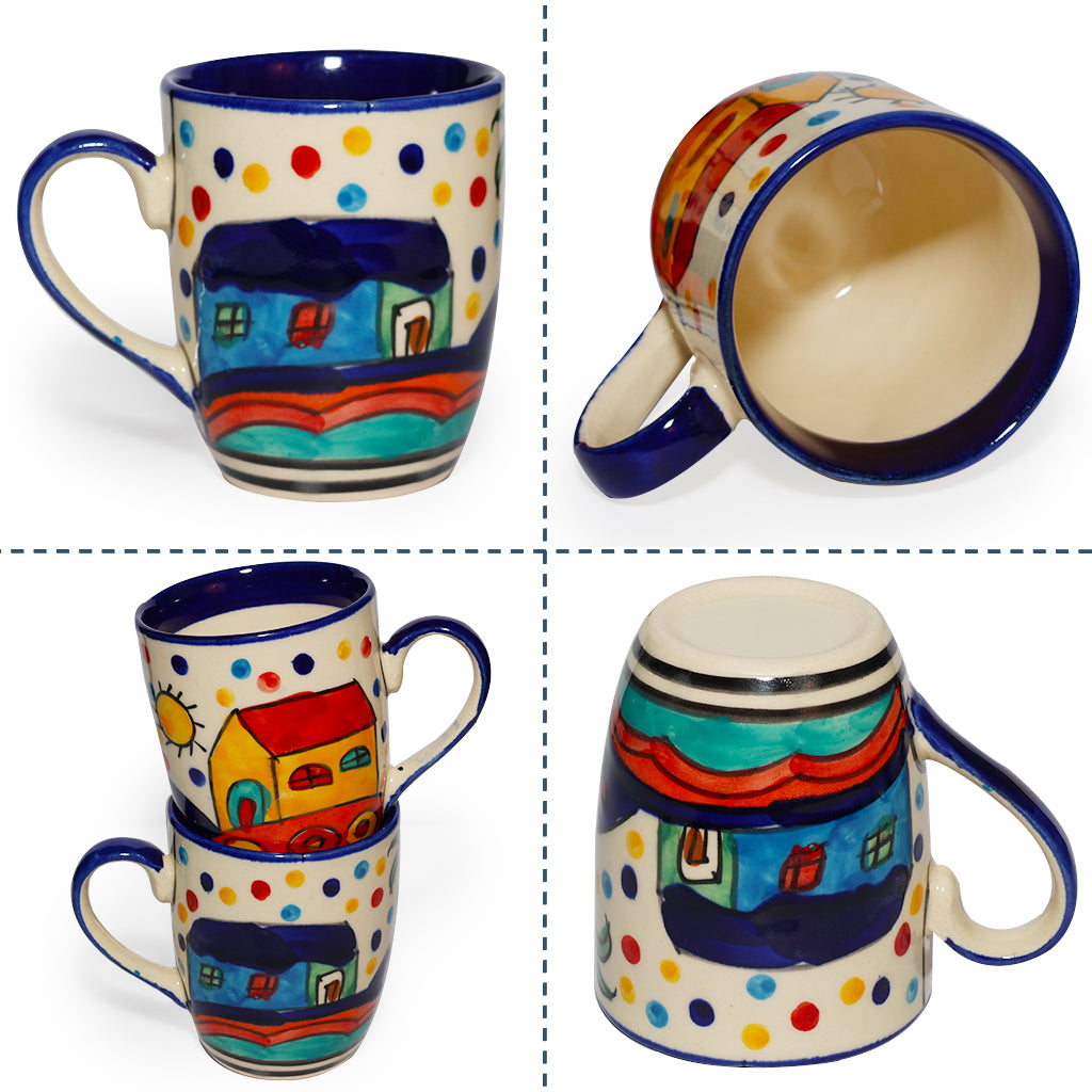 Coffee, Milk, Mugs Set | Multicolor Hand-Painting | 270 ml