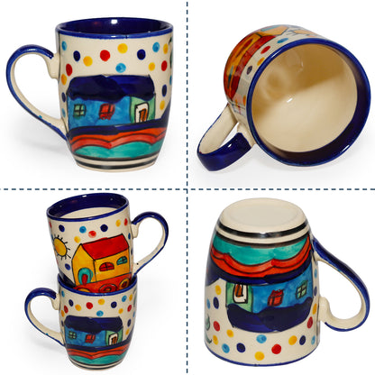 Coffee, Milk, Mugs Set | Multicolor Hand-Painting | 270 ml