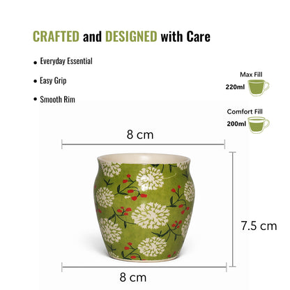 Tea Kullads Set of 6 | Green - White | 220 ml