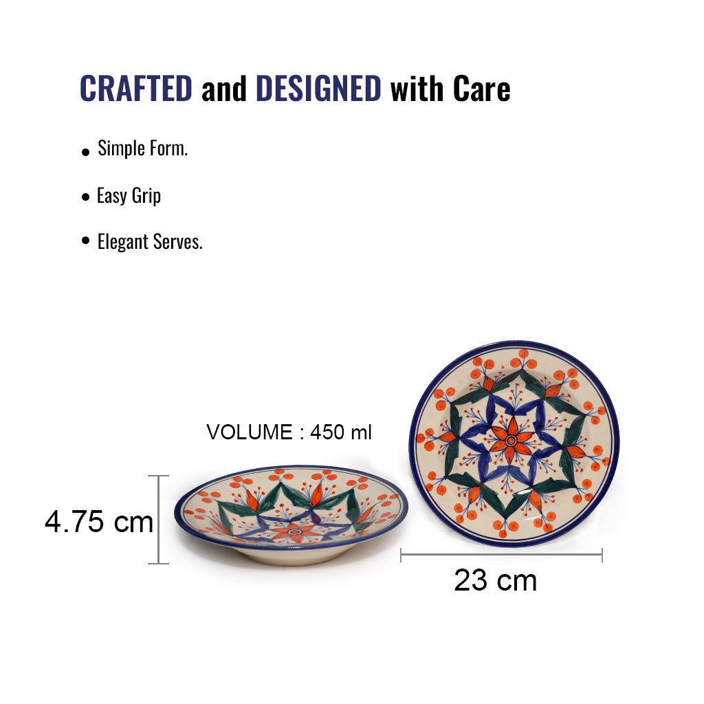 Pasta Plate Set of 2| Multicolour | 450 ml each